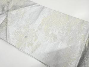 鴛鴦に御所車模様織り出し　名古屋帯